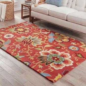 Beautiful Floral Cherry Hand-tufted Wool Rug Manufacturers in Paramaribo